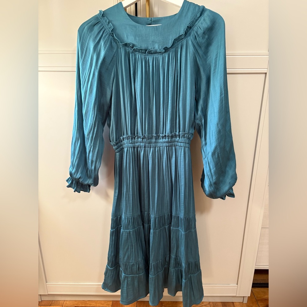 Yakira Bella Blue Silky Midi Dress S